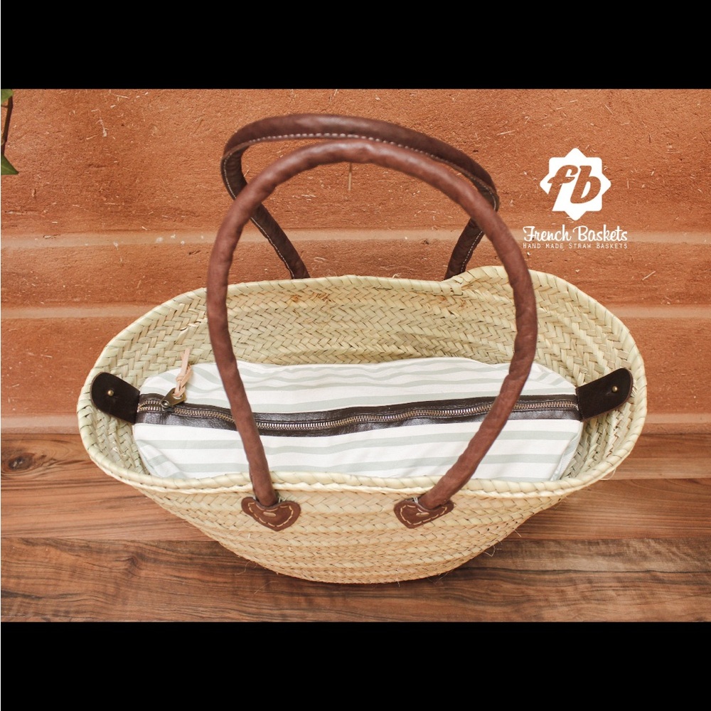 Straw Bag With Leather Straps